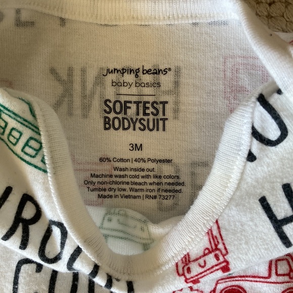 Jumping Beans long sleeve “softest” bodysuit Size 3 month Car Theme - Picture 2 of 3